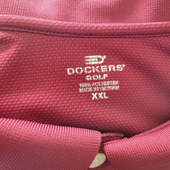 Dockers Golf Mens Shirt XXL Polo Short Sleeve Burgundy Polyester Comfy RED20E - Picture 7 of 7